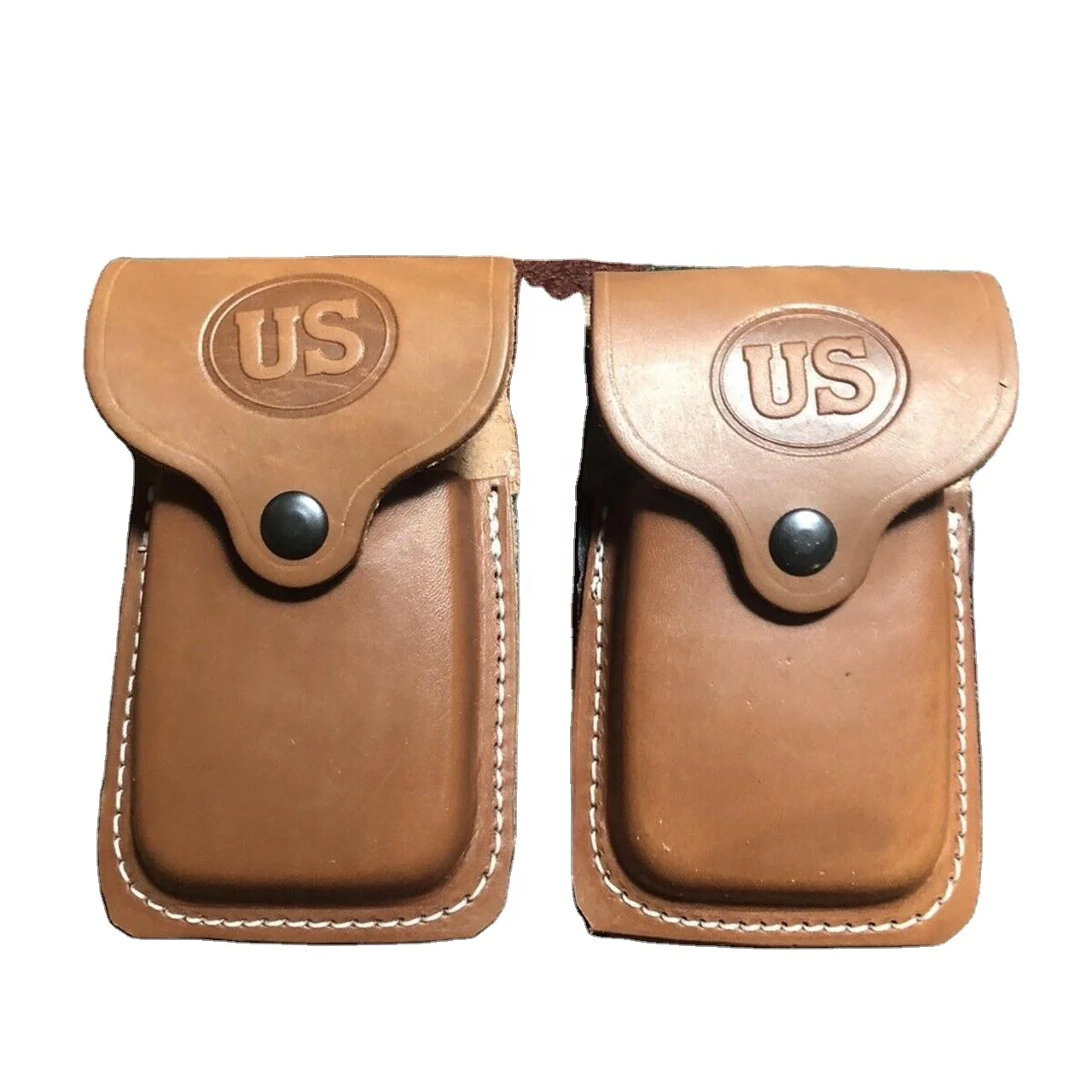 Lot of 2 Leather Colt Kimber RIA Ruger ATI Model 1911 Dual Flap Mag Pouch Flawed