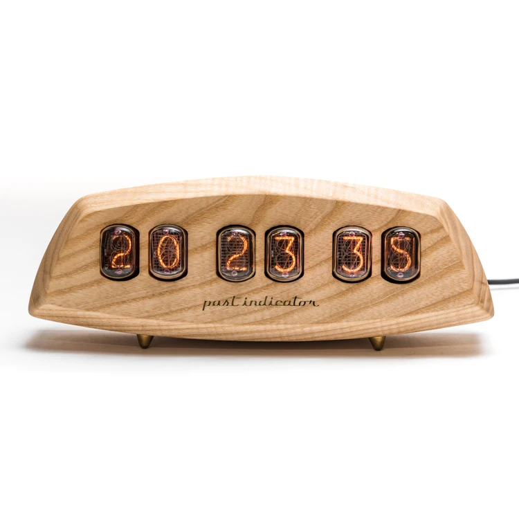 Past Indicator Co. hand crafted nixie clock ashwood casing designer made room decor accessory, desk clocks
