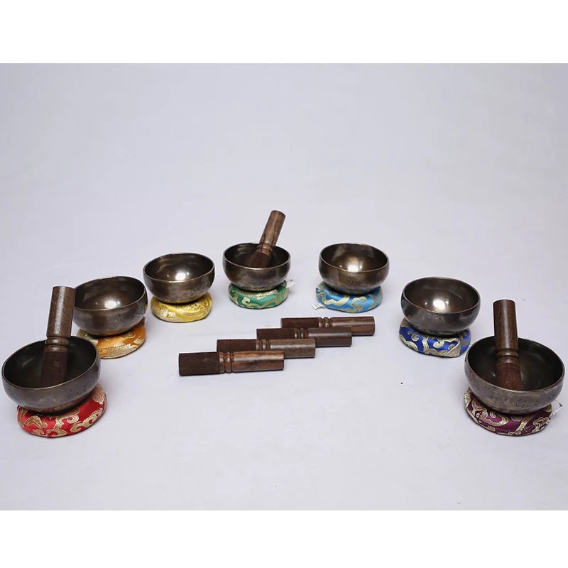 7 Chakrahealing Singing Bowl Set | Bowl For Healing, Mediation And Religious Purpose Tibetan hNd made 7 metal combination