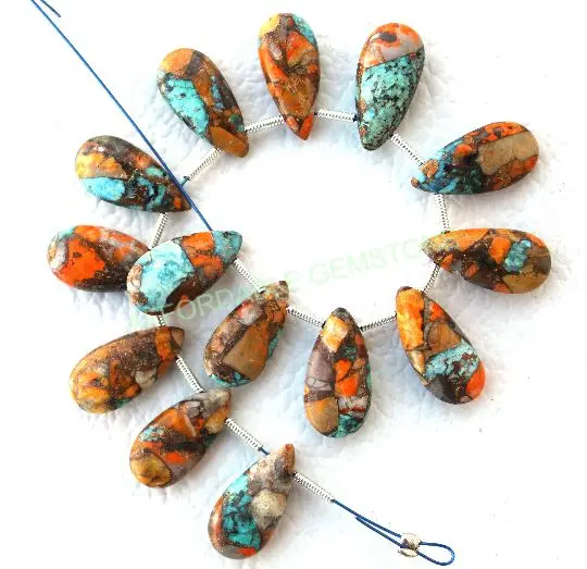 Oyster copper turquoise pear shape stone high quality stones top drilled gemstone cabochon gemstones loose pendant jewelry gems