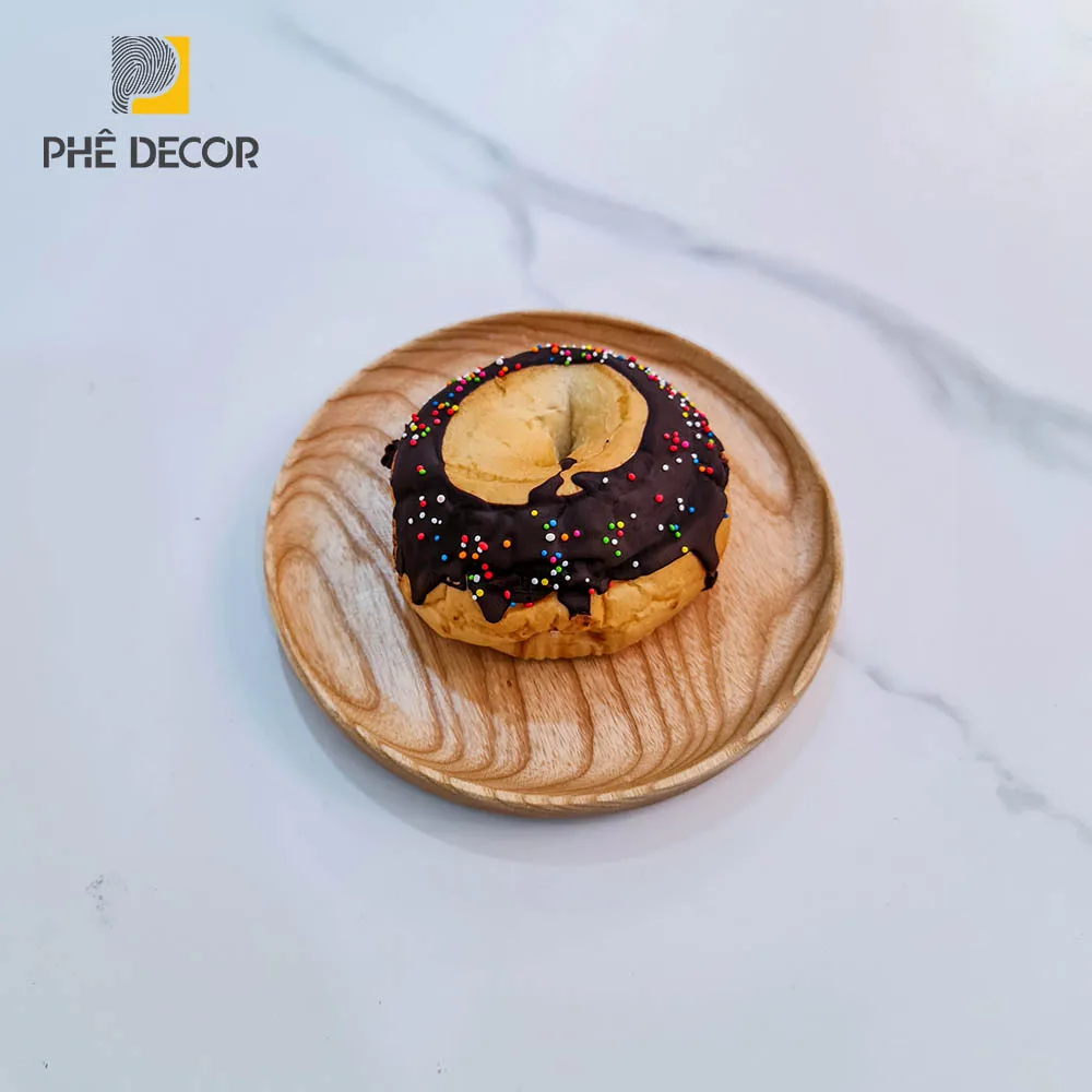 Specially designed circle wooden tray / Japanese style food tray / Wooden tray small size made in Vietnam / GK212