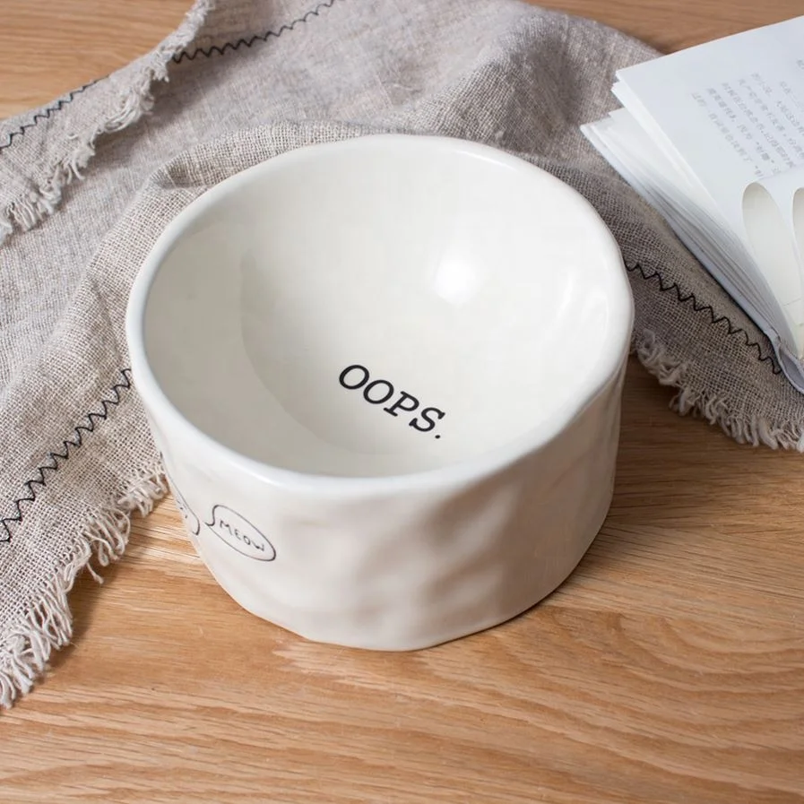 Wholesale custom pet food bow water dish porcelain pet slower feeder ceramic bowl pet smart bowl