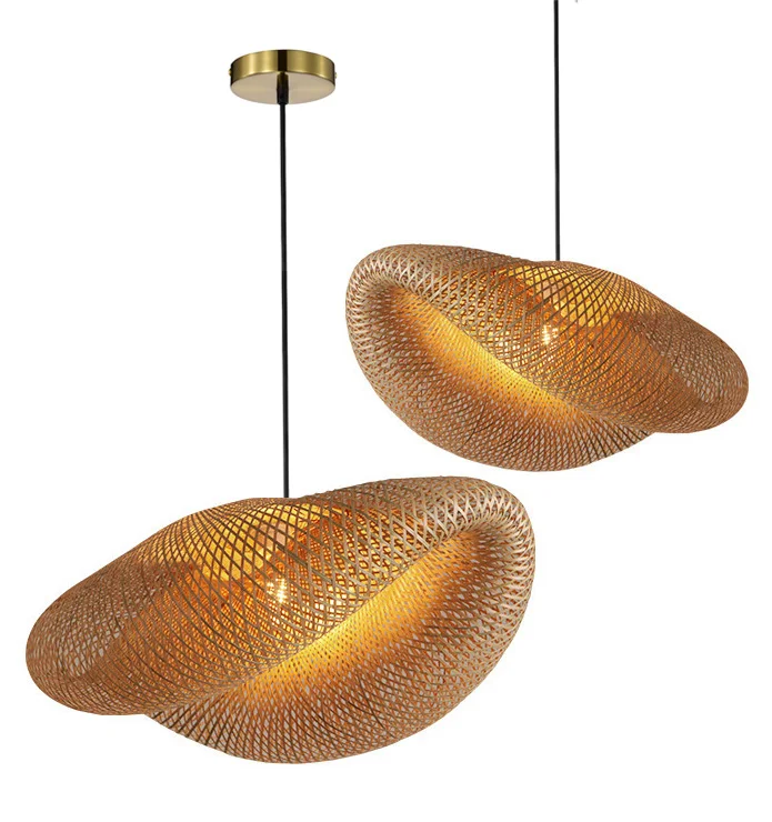 Handmade Rattan hanging light Bamboo Pendant Lamp for Home Indoor decorative Chandelier Ceiling Lamp for Coffee house.