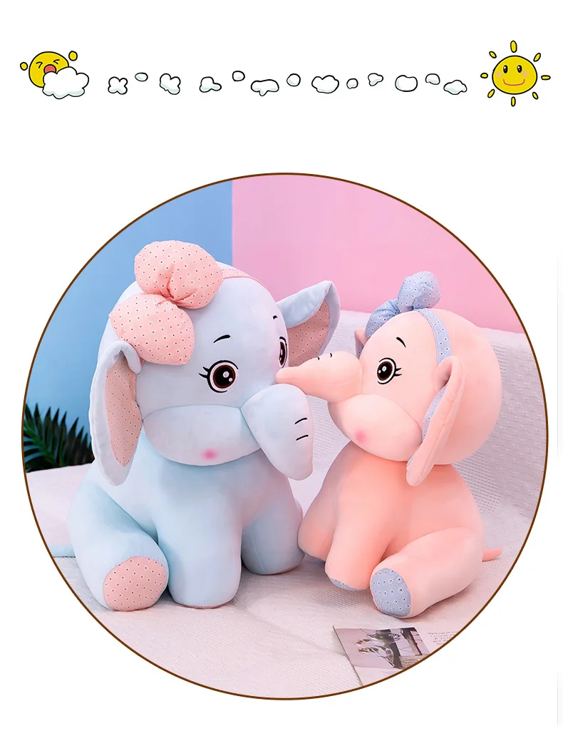 New Bow Elephant Plush Toy Doll Love Doll Girls Birthday Gifts Wholesale Customization
