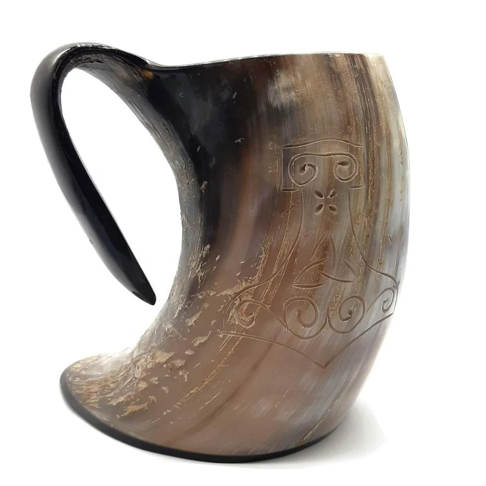 Natural Hand Made 100%  Buffalo Horn Mug /Viking Drinking Mugs/ Beer Drinking cup set decorative horn mugs by LUXURY CRAFTS