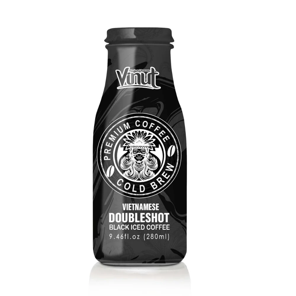 Стеклянная бутылка для кофе VINUT Coffee doubleshot черная со льдом вьетнамская кафе den da каталог производителя готовый к употреблению 280 мл
