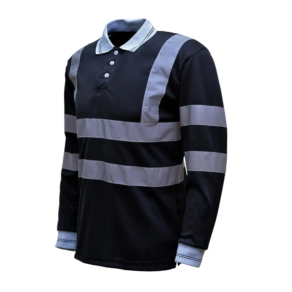 Black Long Sleeve high visibility Security Shirt for man