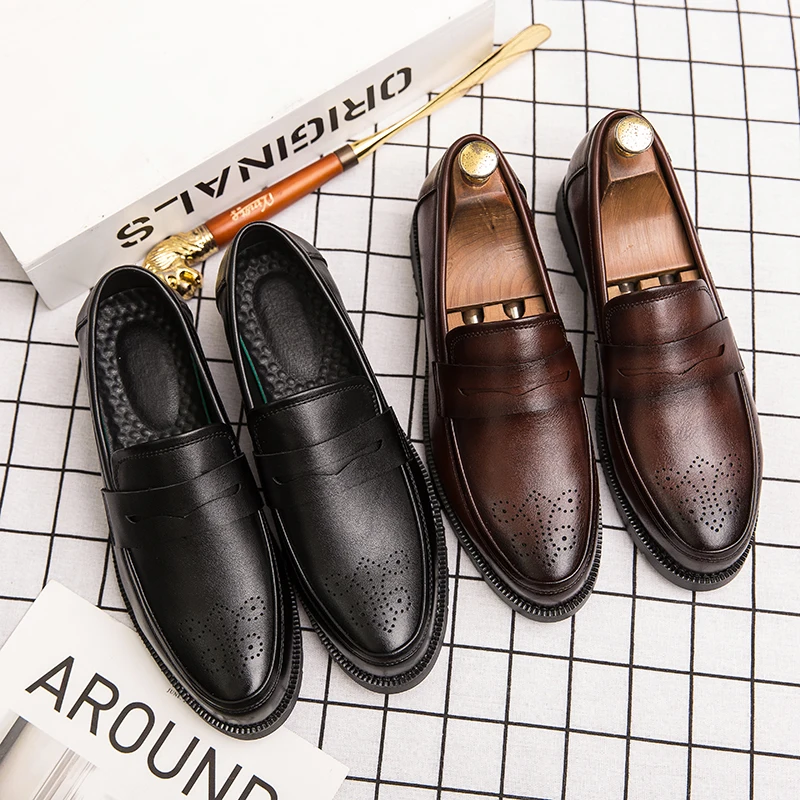 2024 Sepatu Kulit Высококачественная деловая официальная обувь для мужчин офисные туфли ручной работы повседневные лоферы