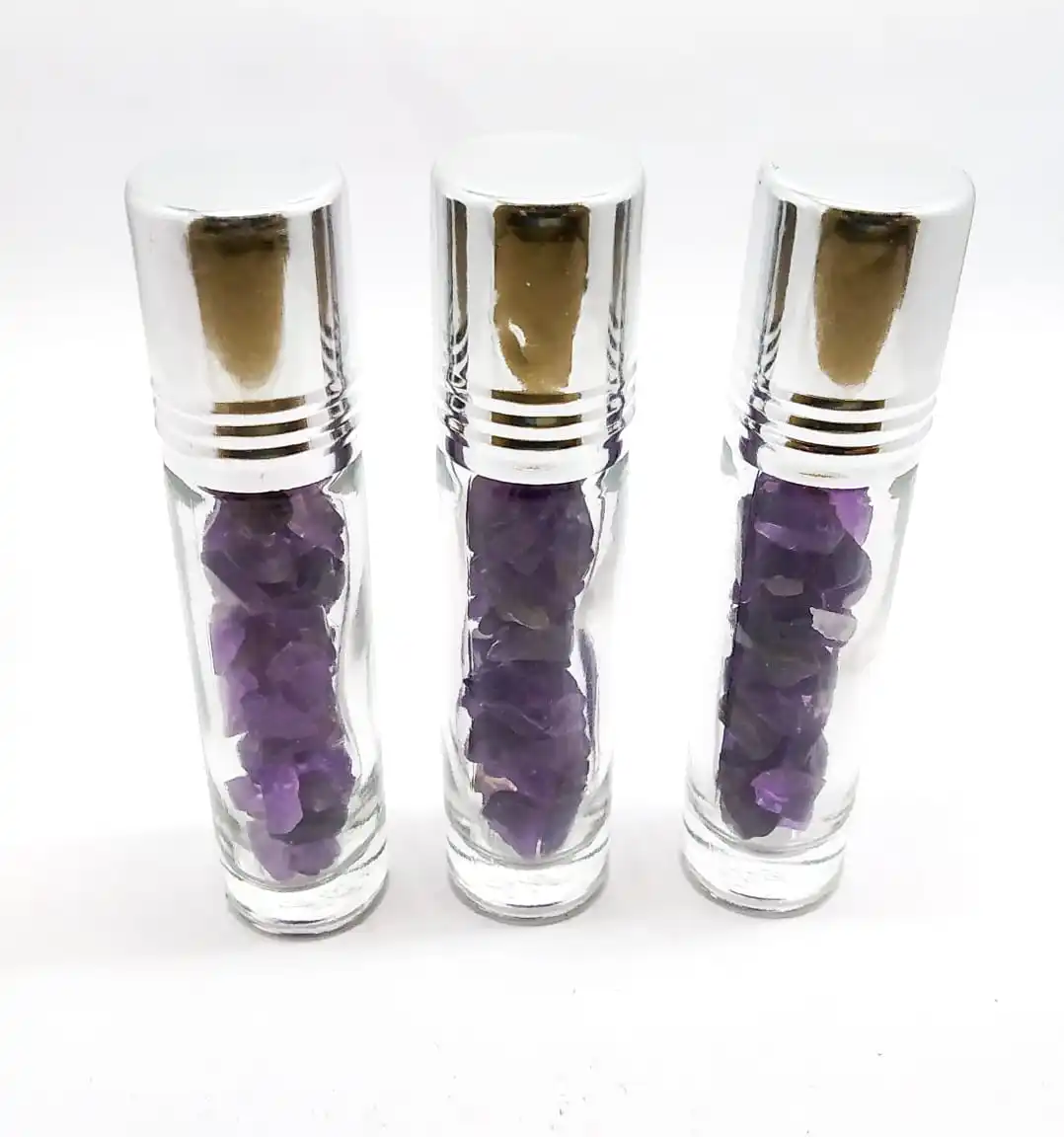 
Amethyst Chips Clear Glass Essential Oil Perfume Bottles Rollerball Irregular Oil Gemstone Perfume Bottles Care Oil 