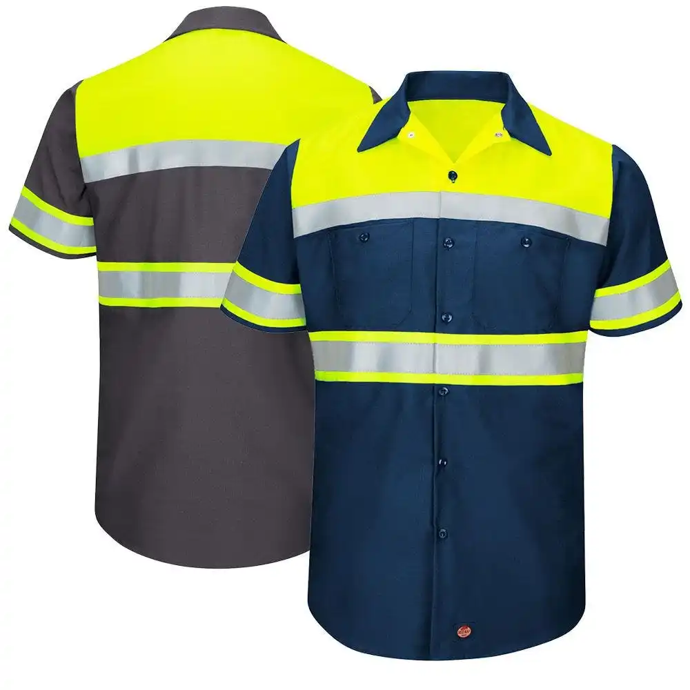 Защитная Рабочая Рубашка Hi vis с полурукавами рабочая рубашка логотипом на заказ высокой видимостью из хлопка и саржи