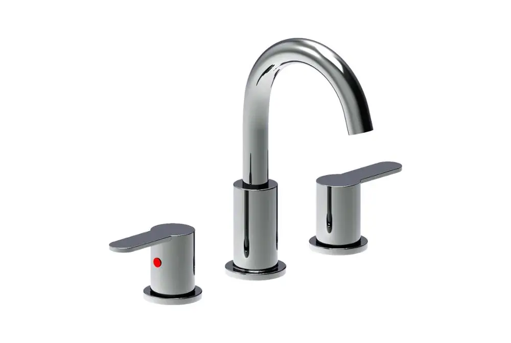 
Modern Widespread Bathroom Three Holes Sink Faucet in Gold with Double Handles 830-LB 