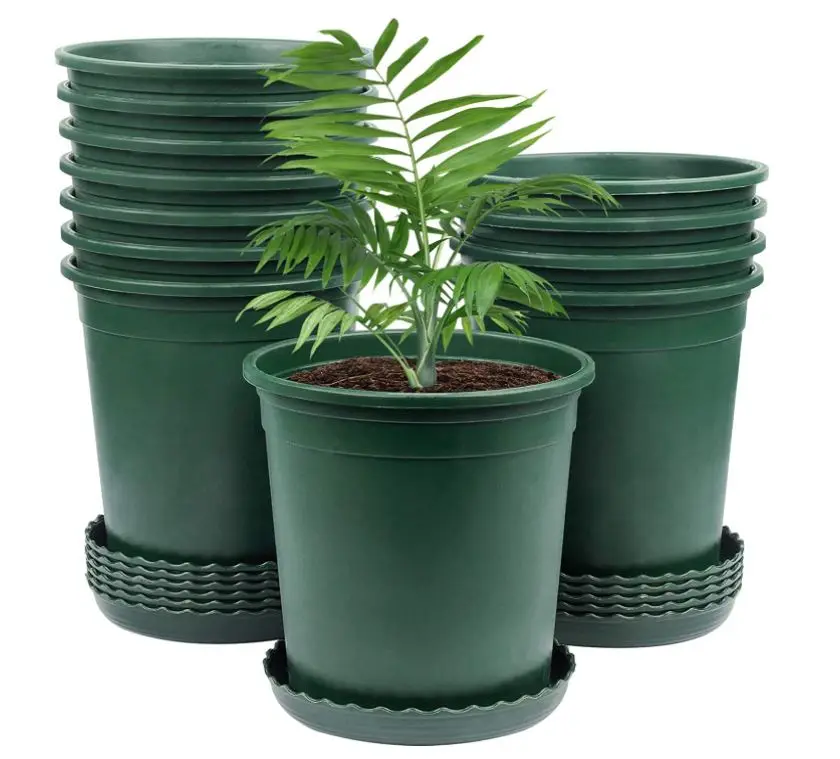 Лидер продаж, прочные пластиковые горшки для выращивания растений, красочные с дренажным отверстием и блюдцем для украшения сада, низкая цена