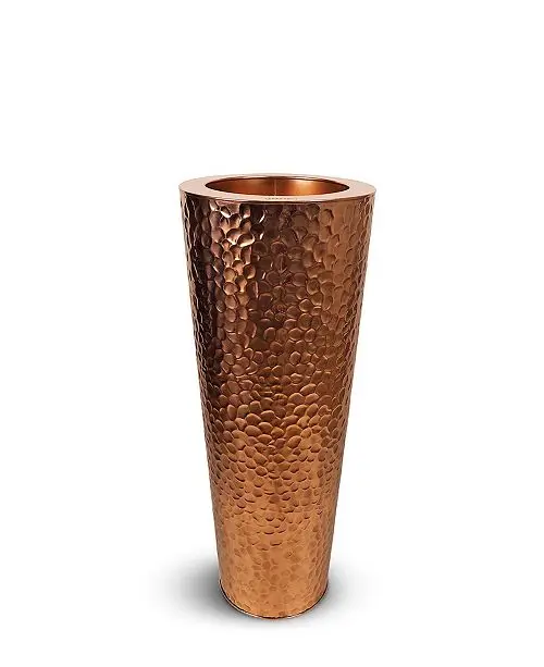 Copper Plated Hammered Stainless Steel Metal Conical Large Outdoor Catering Home Decorative Flower Pots Planters