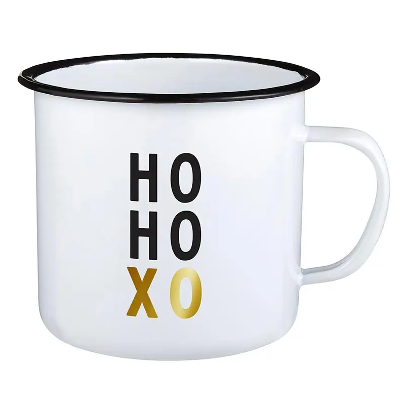 Праздничная эмалированная Кружка North Pole HO XO с рождественской смесью веселого и яркого цвета, эмалированная Кружка с квадратной ручкой, кофейные кружки оптом с эмалью