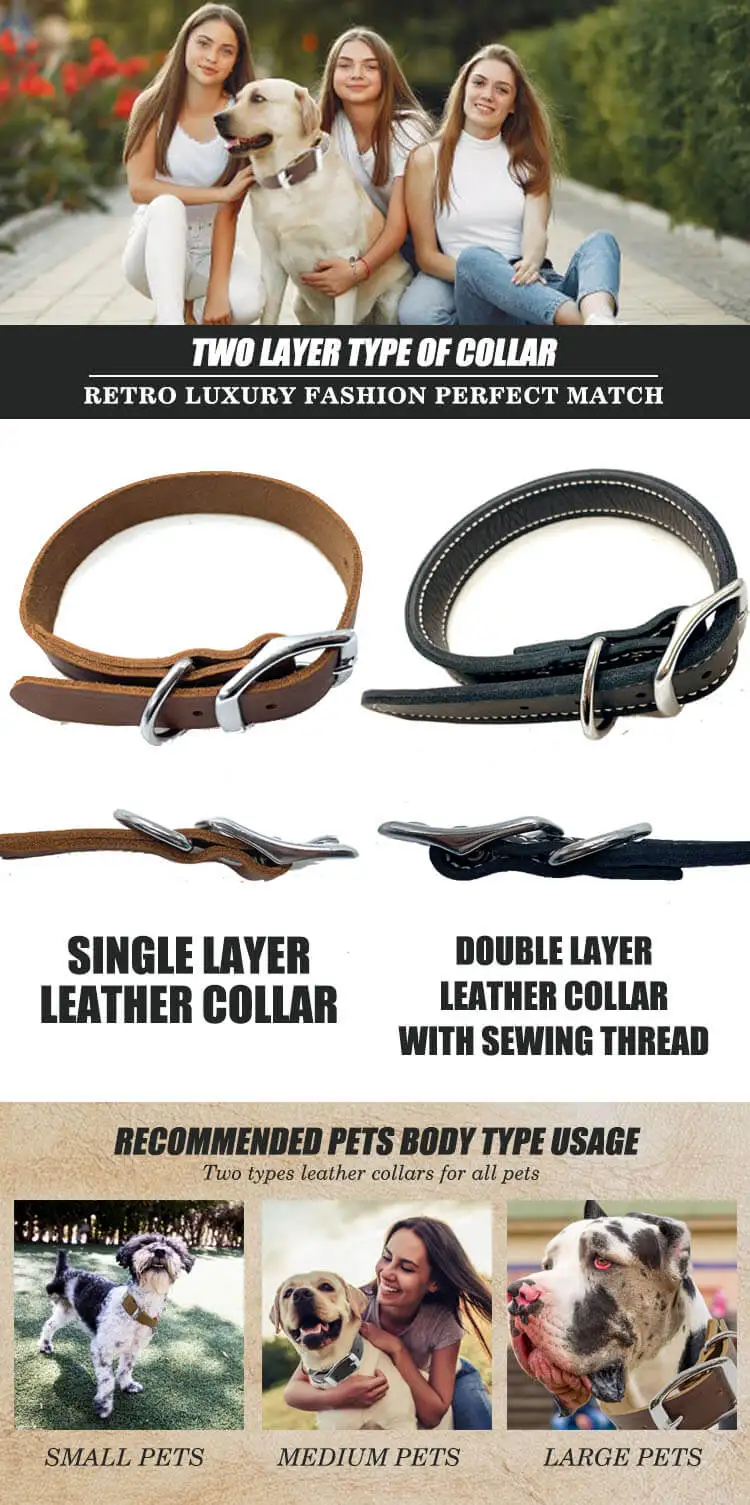 Full Grain Leather Layer Pet Collar