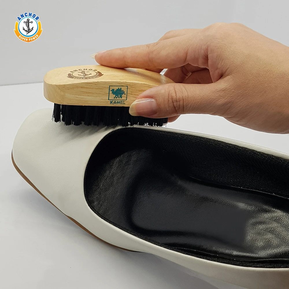 НОВАЯ щетка для чистки обуви с якорем маленькая блестящая деревянная прочной X-образной щетиной