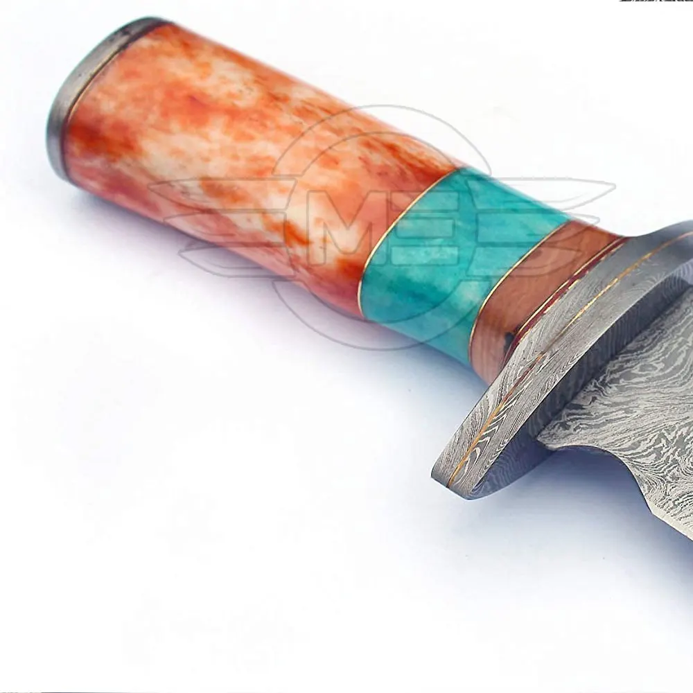  Красивый нож ручной работы из дамасской стали с фиксированным лезвием охотничий Боуи ручка твердого дерева латунными болтами