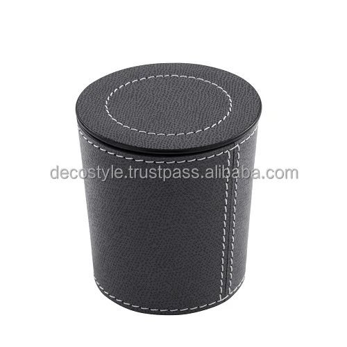 Leather candle jar with lid