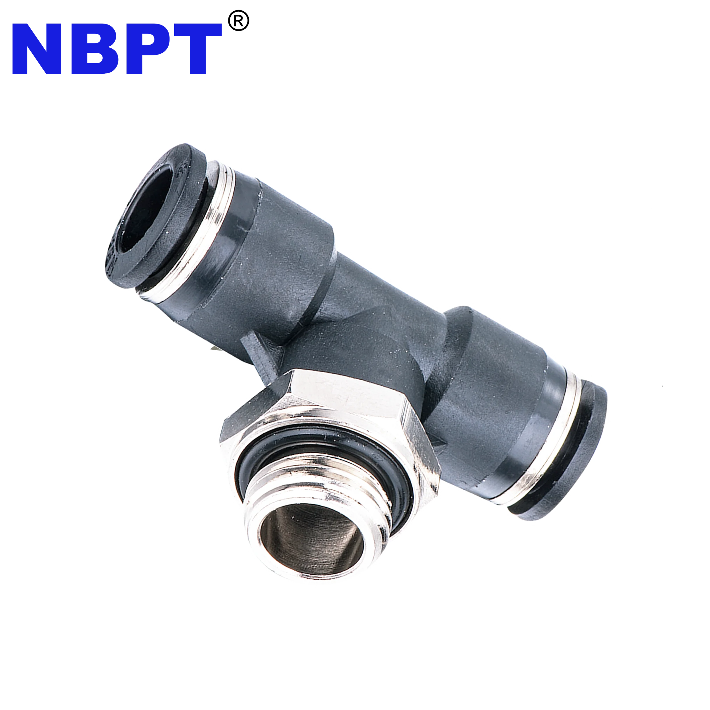One Touch  Male Threaded Tee Shape Pneumatic Fitting Pipe Air Compressor Plastic Branch T Fitting by NBPT