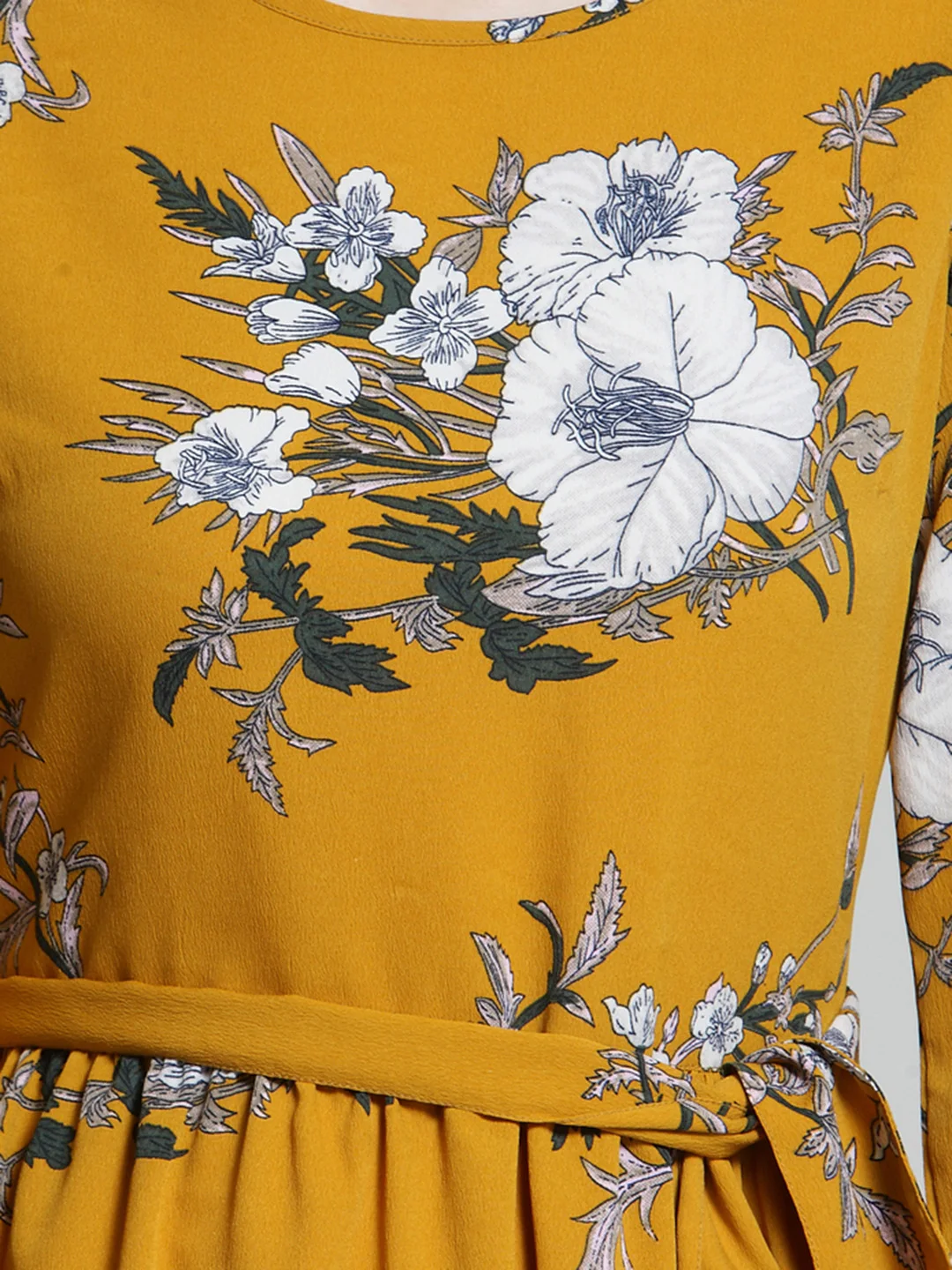 Spring Women Clothes New Round Neck Pea Pod Print Dresses Temperament Natural Maxi Casual Dress