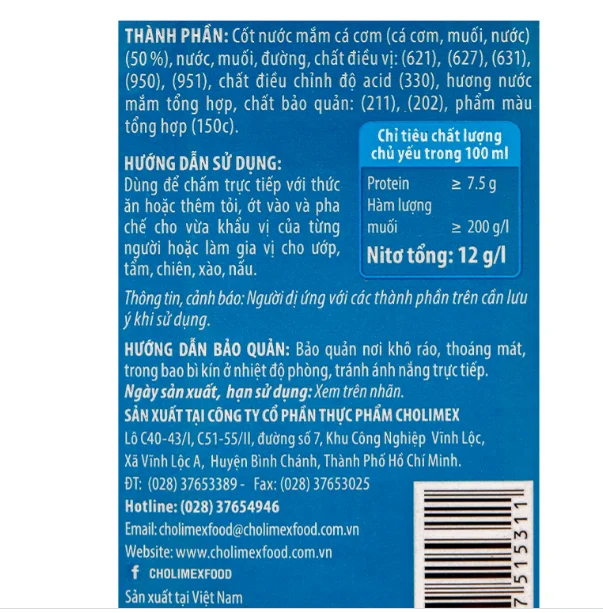 Wholesale Best Price Choli.mex Delicious Huong Viet Fish Sauce 750ml Onback 12 Bottles From Fish