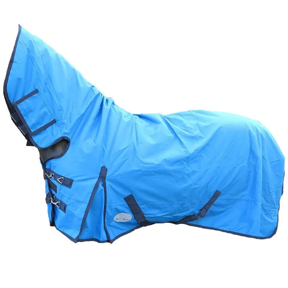 Medium Weight 200g 600D Turnout Rugs for Horses Full Neck Water Proof Fixed Combo with Nylon Lining and Cotton Filling
