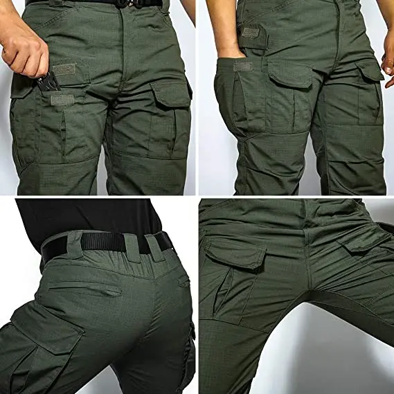 Outdoor Hunting Multi Pocket Rip Stop Men Trousers Casual Working Cotton Cargo Pants Tactical Hiking Pants