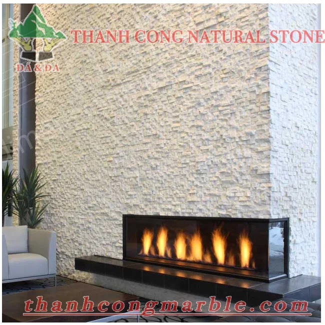 High Quality Ivory White Marble Cladding Ledge Stone Panels Natural Split Exterior Wall-Covering Decoration Tiles Outdoor Use