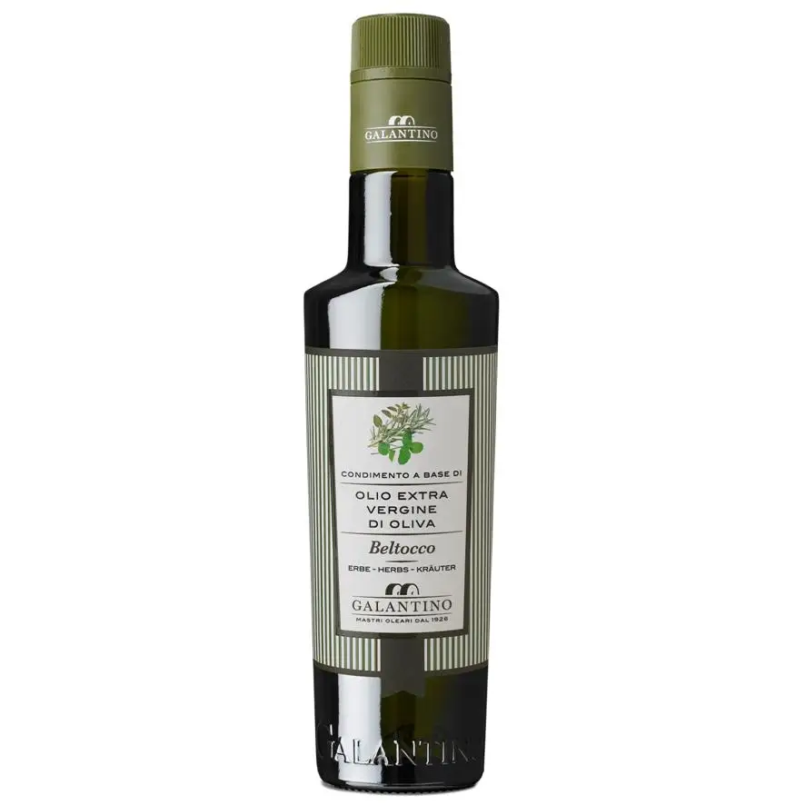 Natural Flavored Extra Virgin Olive Oil  And Beltocco Herbs Glass Bottle 250 Galantino for dressing and cooking 250ml Italy