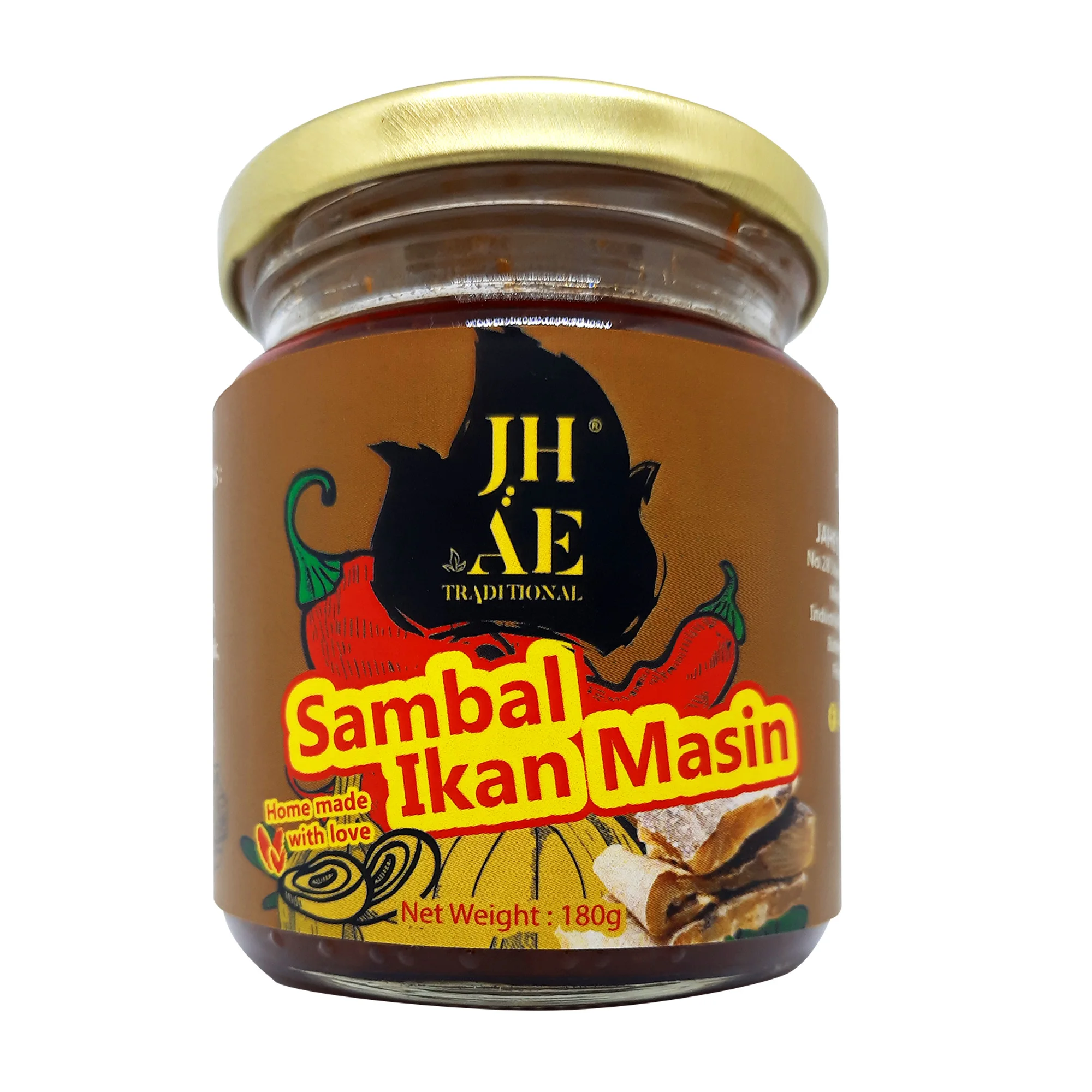 Соус Jahe Sambal-соленая рыба со стеклянной бутылкой