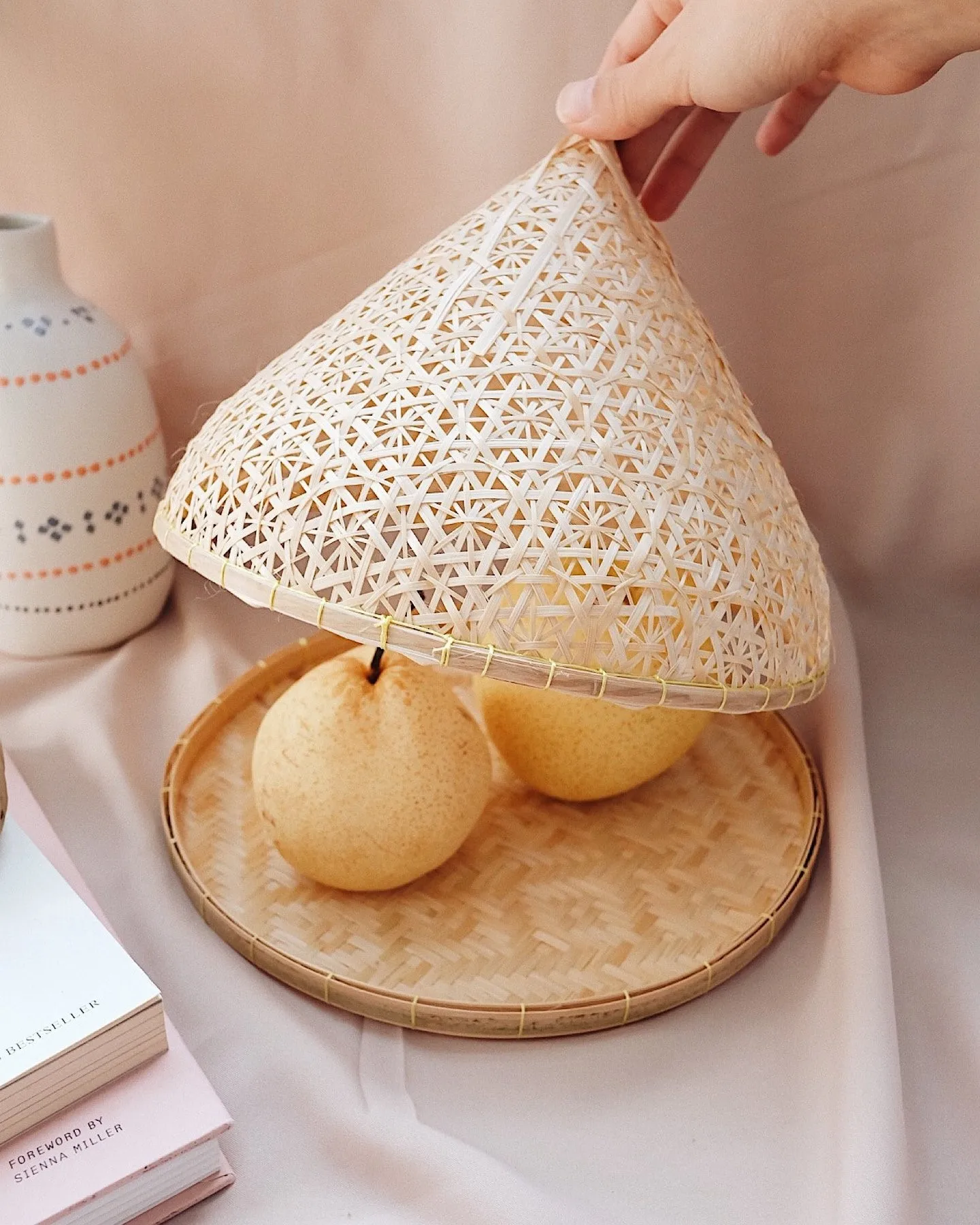 Modern style natural bamboo food cover wicker basket tent biodegradable supplier from Vietnam
