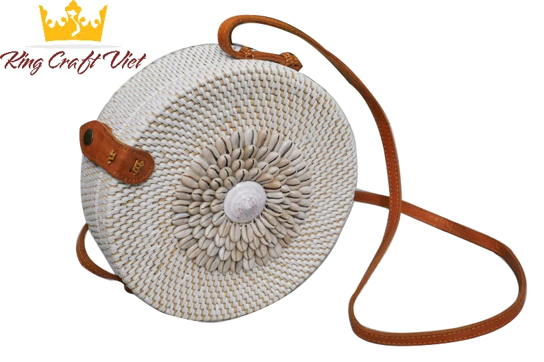  Черно-белая стильная сумка из ротанга с большими цветами вьетнамские поставщики лучший продукт