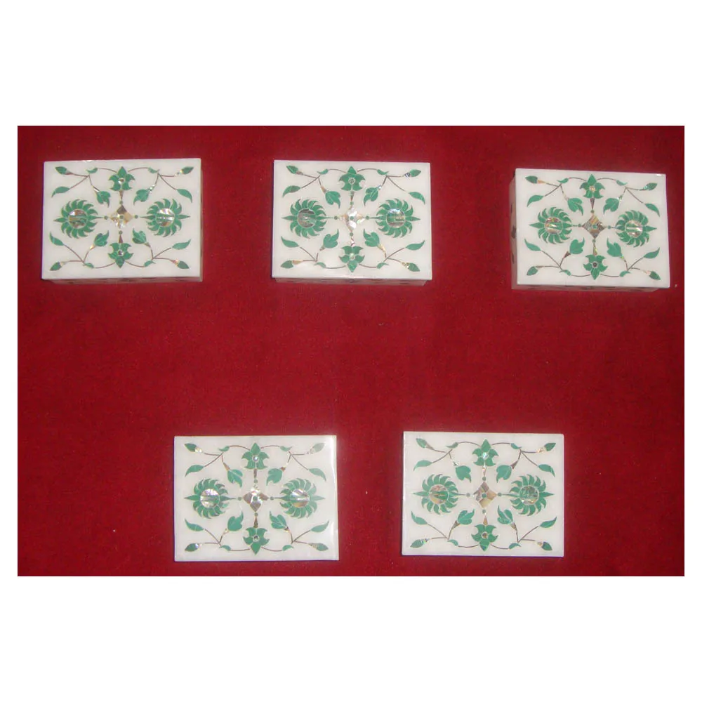 Белый мрамор ручной работы с полудрагоценным малахатным камнем Свадебная подарочная коробка