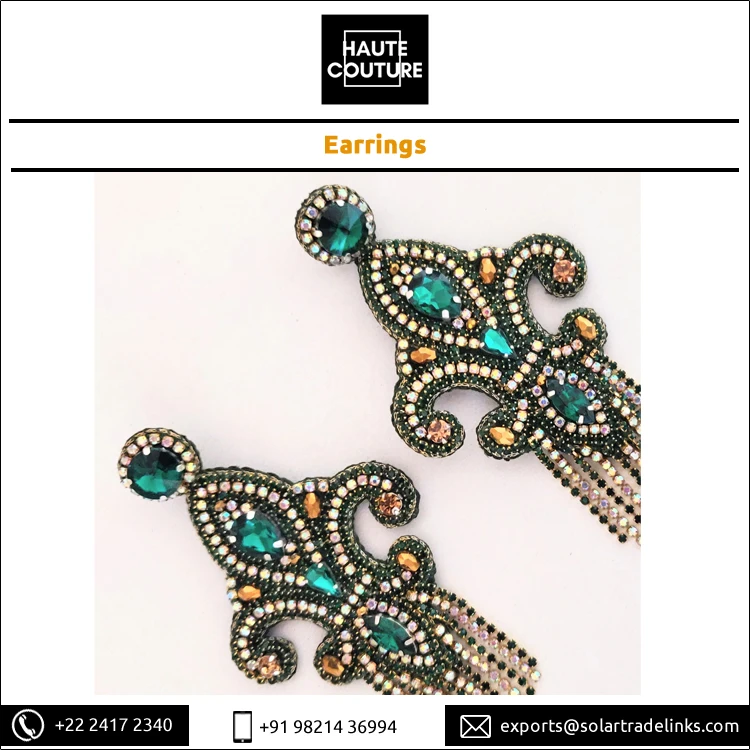 New Design Fashion Jewelry Hand Embroidered FLEUR DE LIS Handmade Earrings for Women at Affordable Market Price for Sale