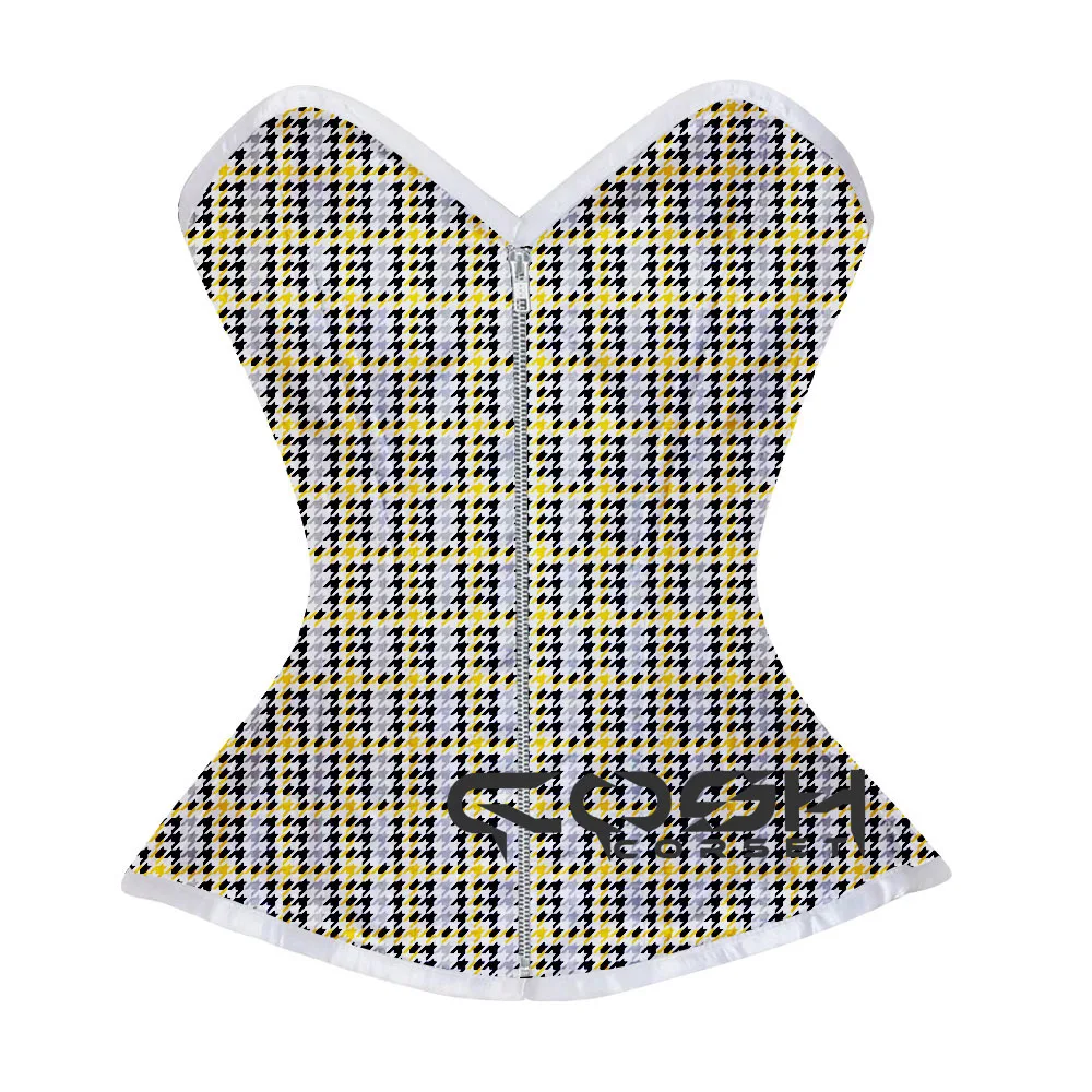 Sublimation Printed Corset With Zipper Up Over Bust Steel Boned Fall Romantic Outfit Extreme Curvy Bespoke Corset Bustier Top