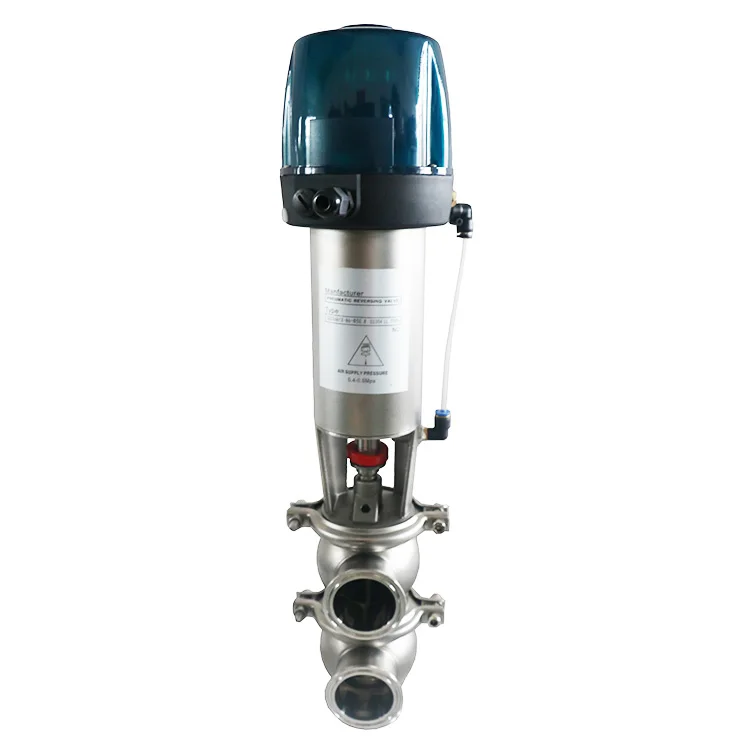 Quality guranted Hygienic pneumatic diversing stop reverse seat valve change over valve with control top
