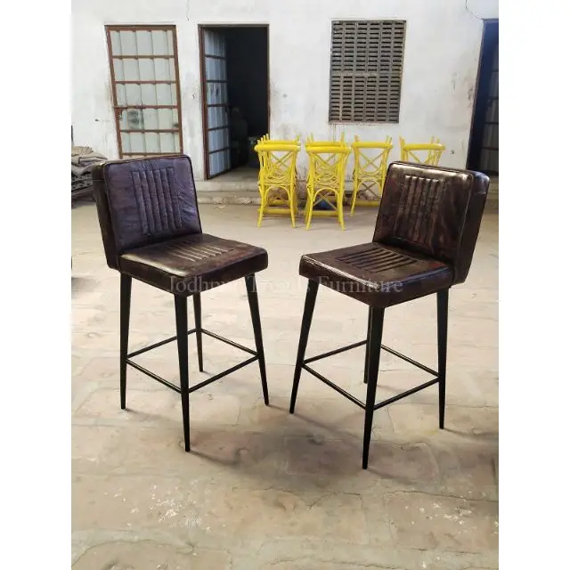 Latest Design made in Indian style bar furniture chair high quality modern leather and iron new style design bar chair