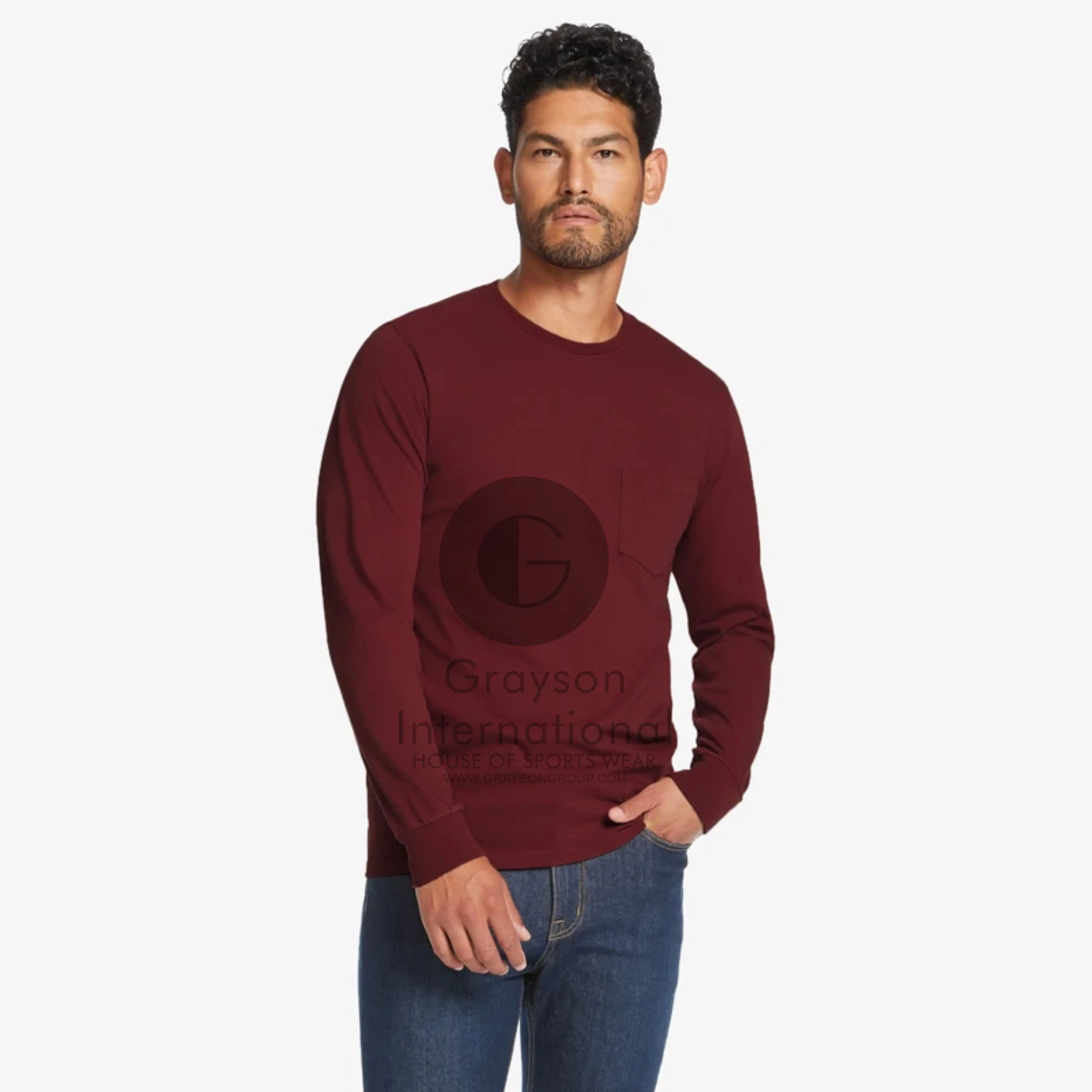 Sweat full sleeve  Crew neck sweat t shirt O NECK gray son int