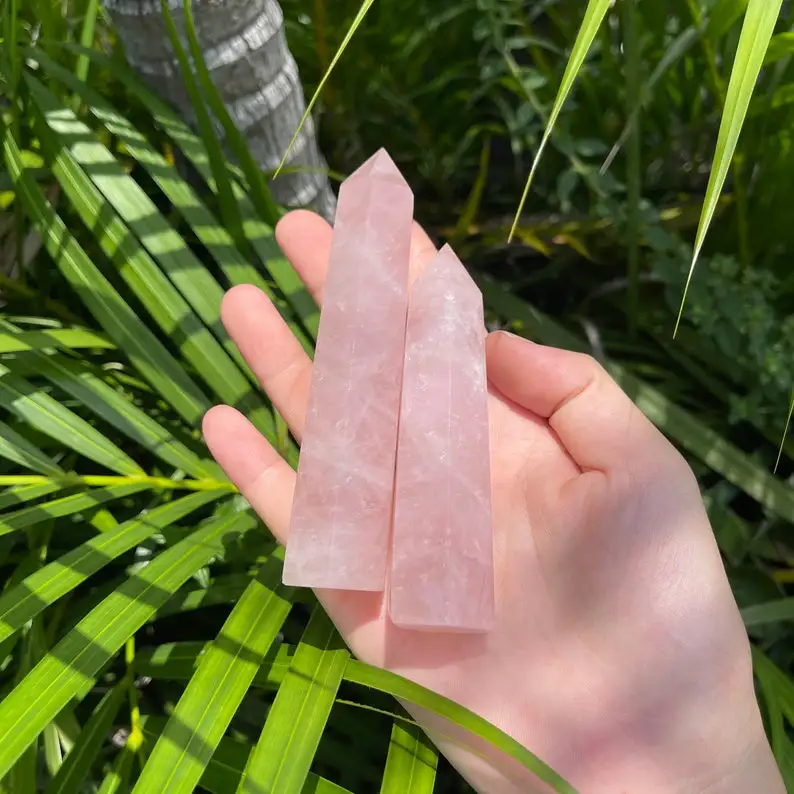 High quality  Rose Quartz Tower Rose Quartz Wand High Quality Rose Quartz Point  Crystal Tower Point Healing Stone