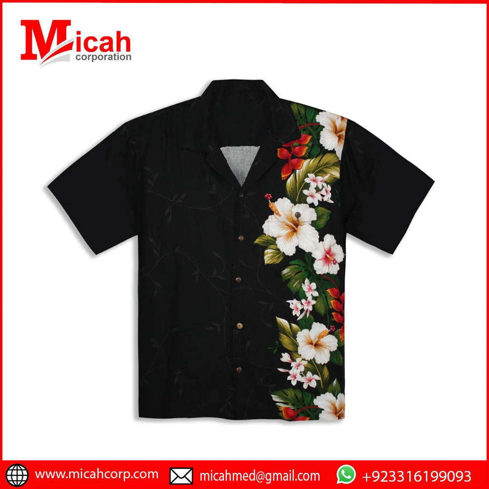 Half White  New Arrival Hawaiian Shirt Customized Style Printed Beach Shirts In Half Sleeves Hawaiian Shirt