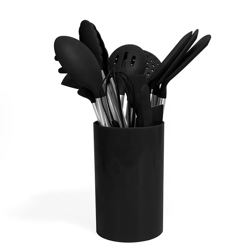 
Amazon silicone kitchen Accessories utensils set 14 pieces nonstick cooking Tools kitchen utensils with Stainless Steel Handle 