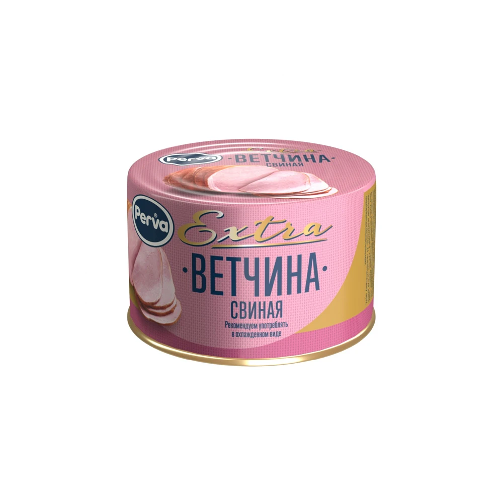 Оптовая продажа, сертифицированное мясное мясо 180 г в баночках «Perva», консервированное готовое блюдо, консервированная свиная ветчина