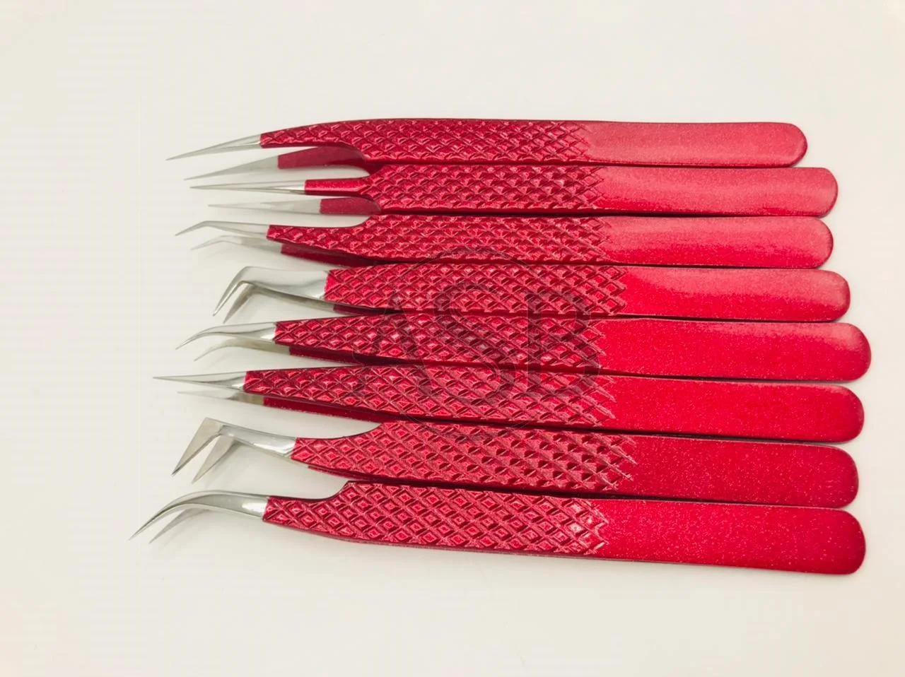 Blood Red powder coated Japanese Stainless steel Diamond grip eyelash extension tweezers volume tweezers