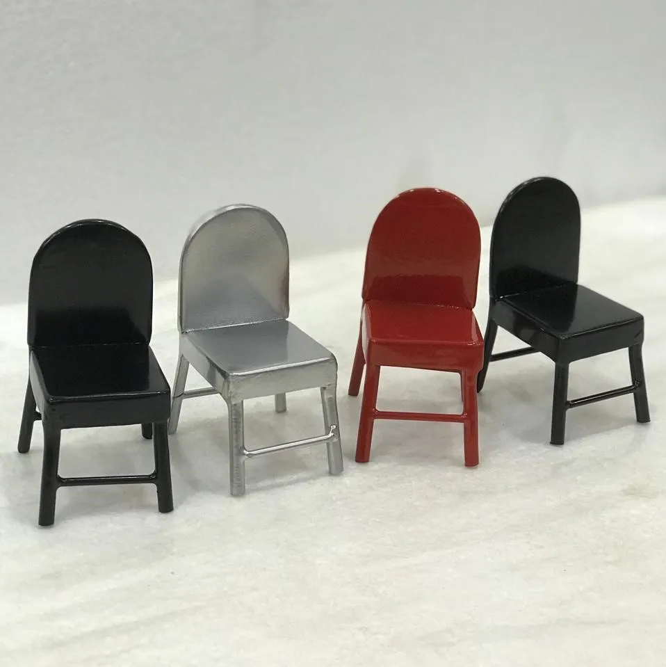 Glossy Colorful Metal Miniature Chair for Doll House Furniture Accessories Hot Sale New Design Kids Play Miniature Chairs Set