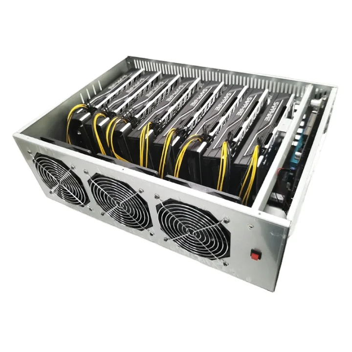 brand new computer case open air computer frame for 8 gup cards chassis Aluminum with fans full assembled