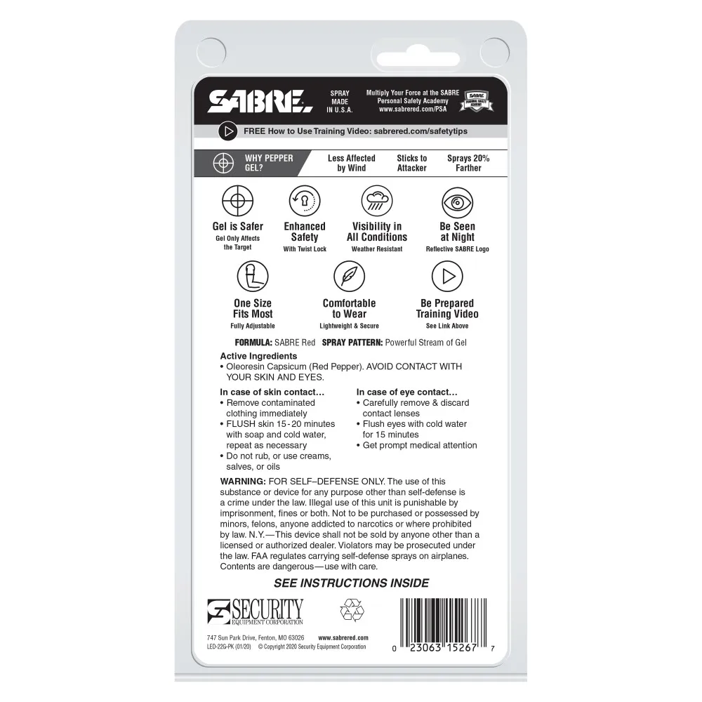 
SABRE RED Runner Pepper Gel Bright Safety Light to Maximize Visibility Pepper Gel w/ Pink LED Armband 