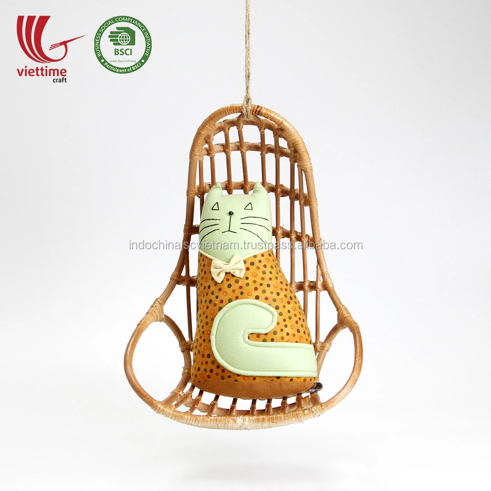 Mini Rattan Wicker Hanging Chairs, Vietnamese Rattan Dolls Furniture, Doll Chair Wholesale