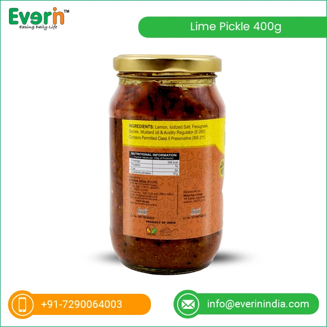
Lime Pickle Glass Bottles 400g 