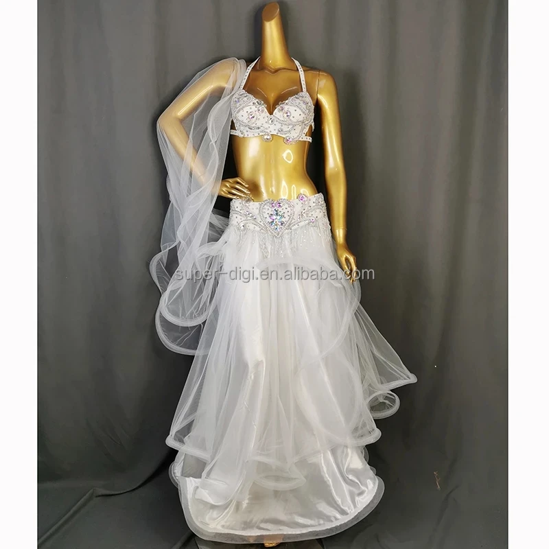 Stage show women singer bikini Crystal belly dance costume wear bra belt 2pc set clothes bellydance Carnival outfit
