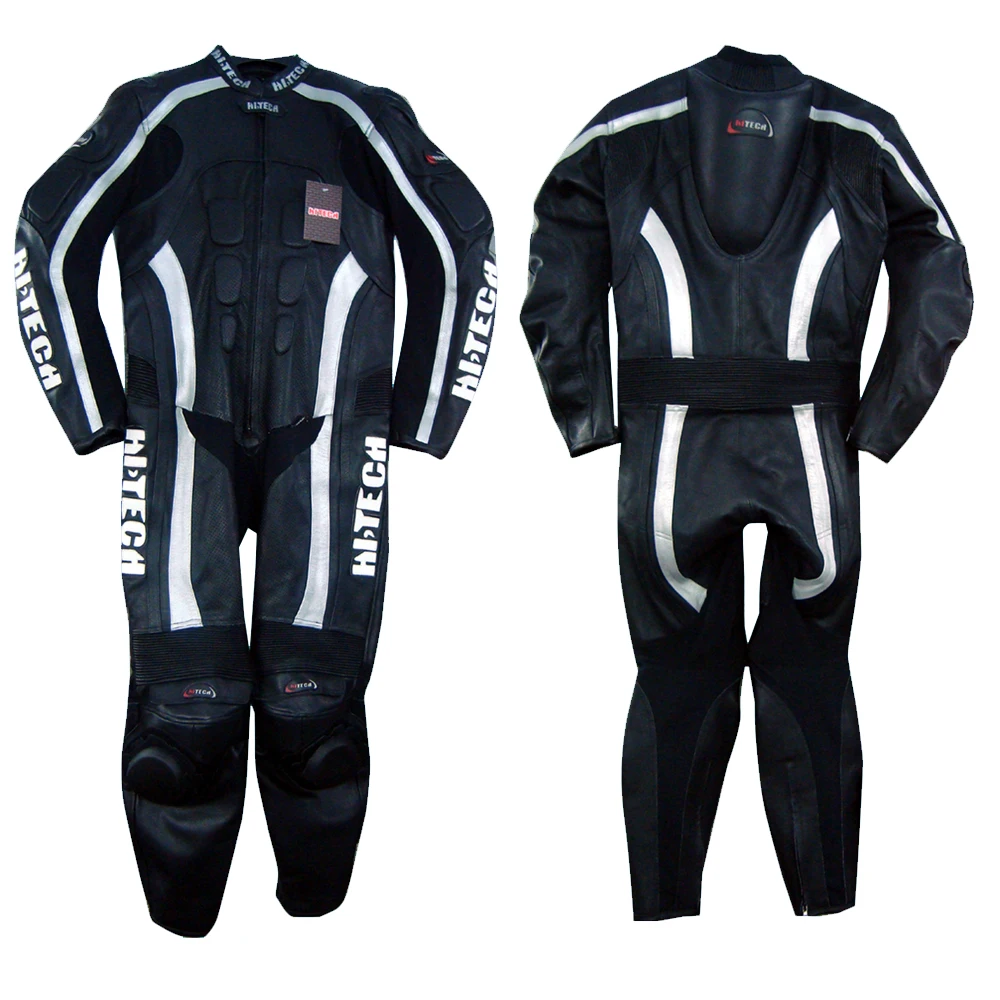 
Motorcycle Motorbike leather Riding suits Black white Silver 